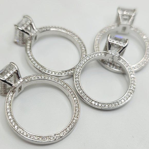 3CTW Moissanite Emerald Cut Engagement Ring . Solid S925 Silver - Picture 6 of 9